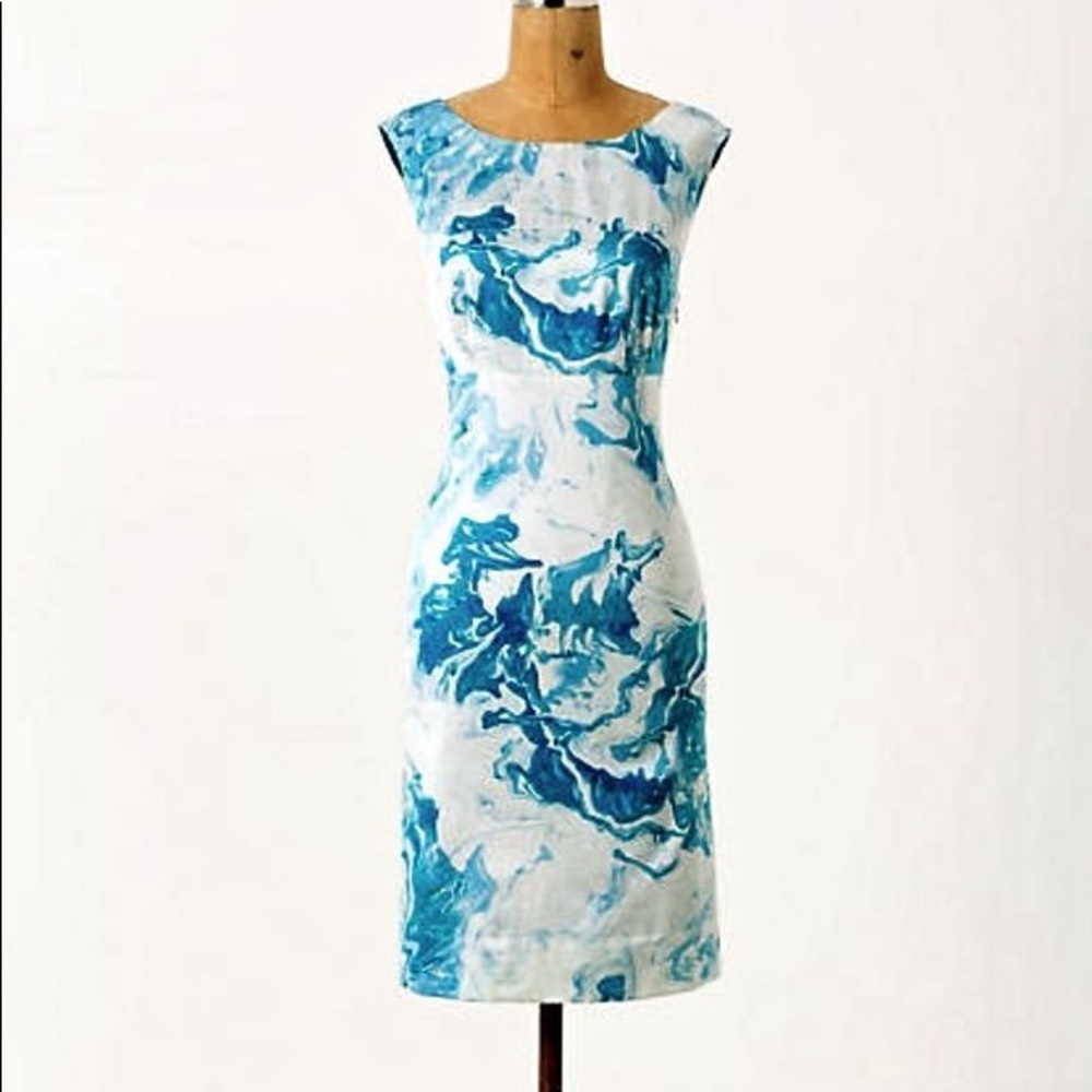 Anthropologie Maeve Marbled Waters Shift Dress